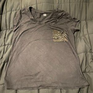 ANA Black Sequin Pocket T-Shirt